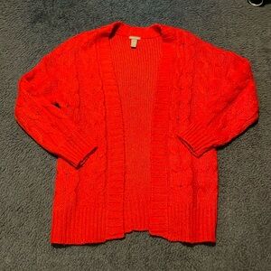 Tomato, red long sweater cardigan